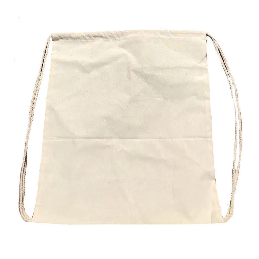 1 Dozen Cotton Natural Drawstring Sack Backpack Bag Tote Sports Wholesale Bulk