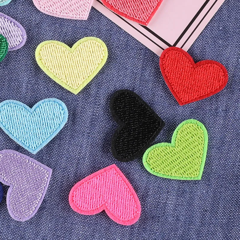 20Pack Multicolor Heart Iron On Patches for Clothing Jackets Backpacks