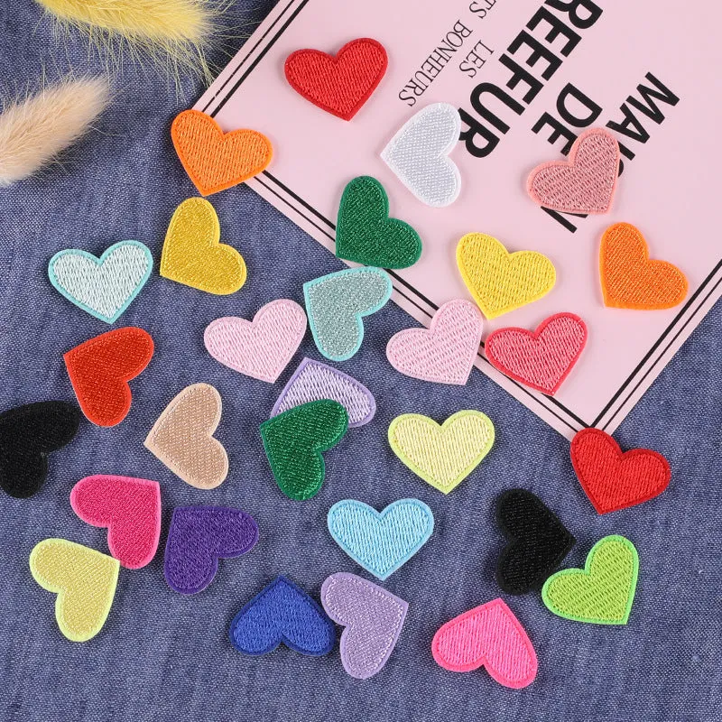 20Pack Multicolor Heart Iron On Patches for Clothing Jackets Backpacks