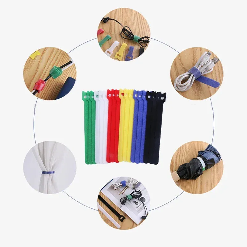 50pcs Reusable Hook and Loop Cable Ties Fastening Straps Multi-Purpose Wire Organizers for Computer/TV/Electronic Devices