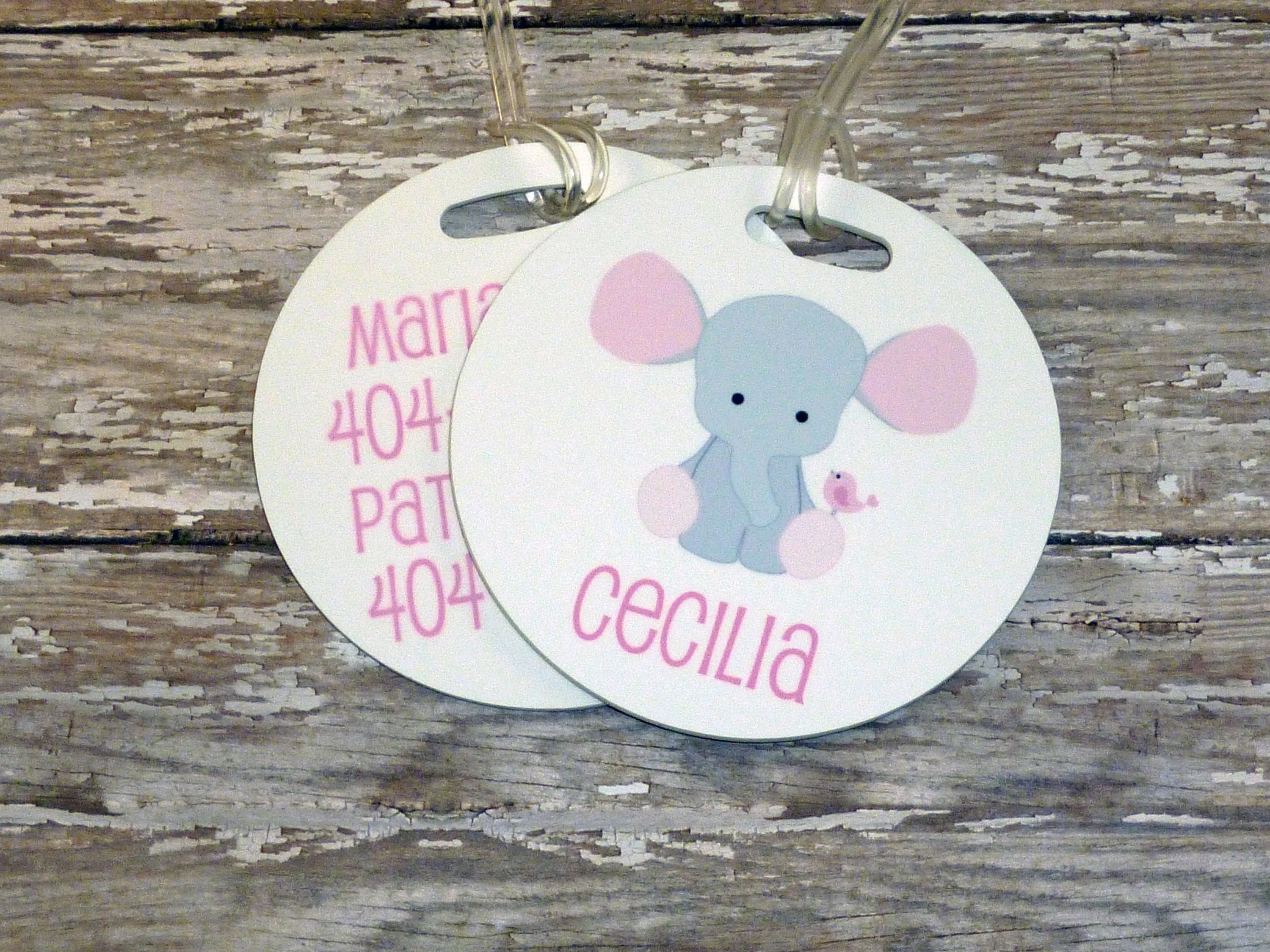 Baby Girl Elephant Bag Tag