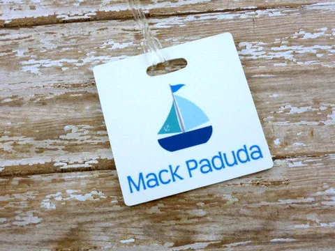 Blue Sailboat bag tags Set of 2