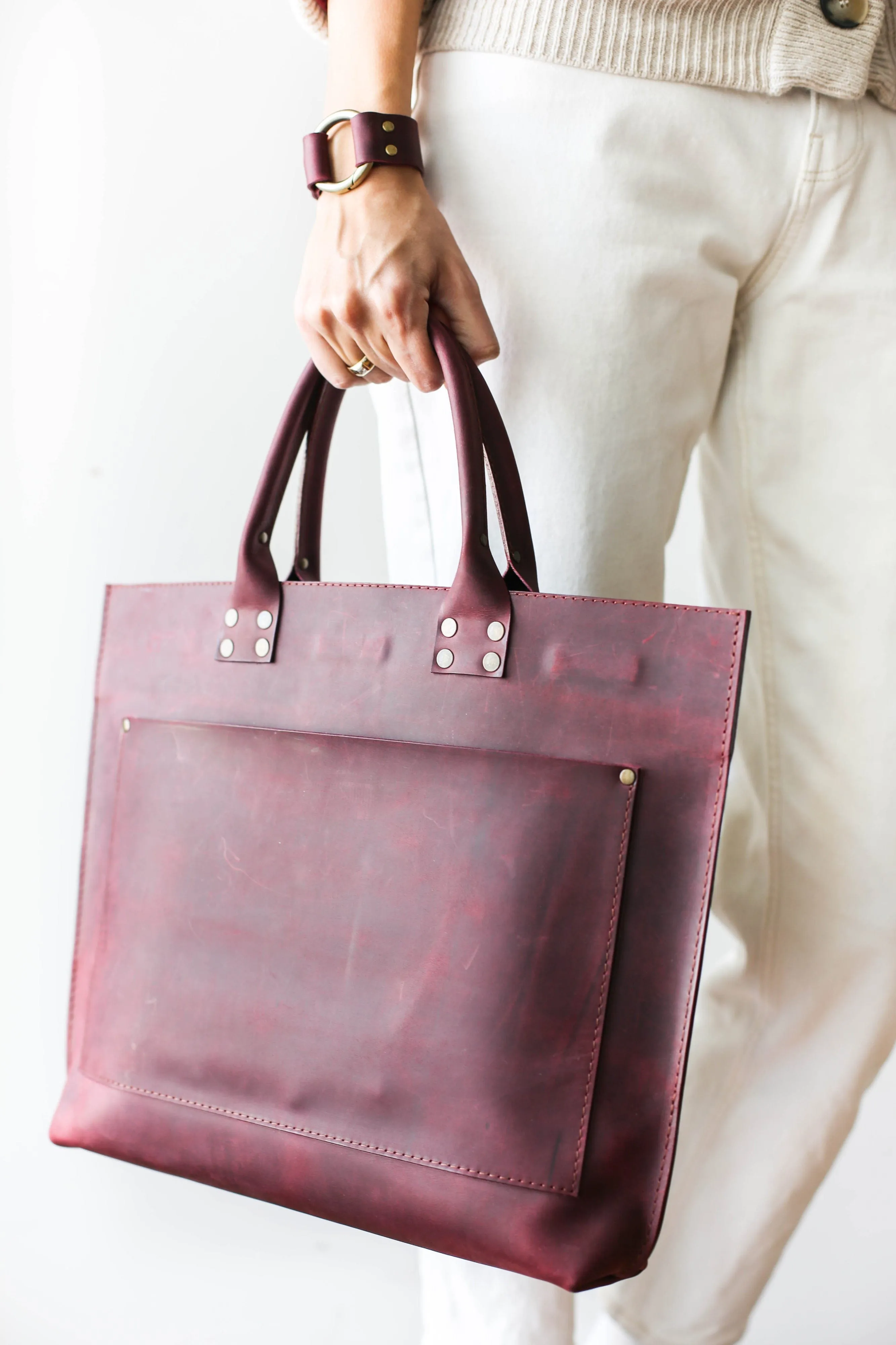 Burgundy Leather Laptop Bag - Leather Briefcase