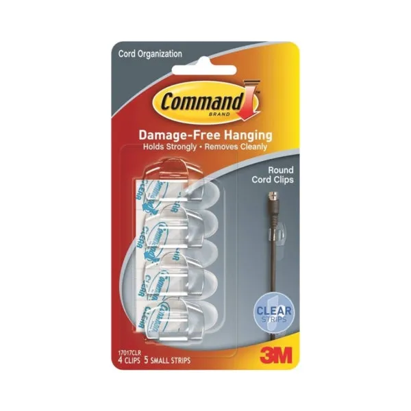 Command 17017CLR Cord Clip, Plastic, Transparent