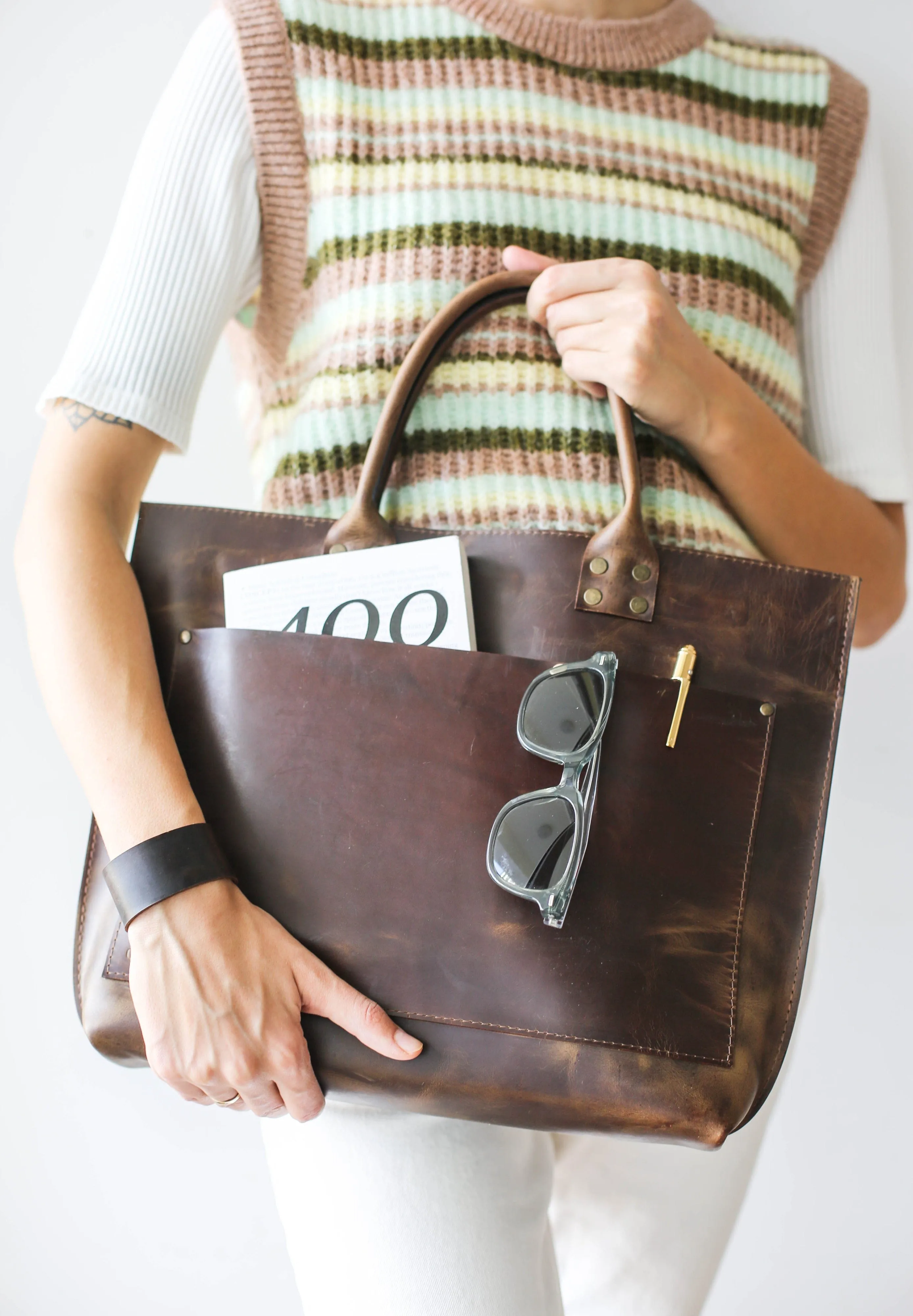 Dark Brown Leather Laptop Bag - Leather Briefcase