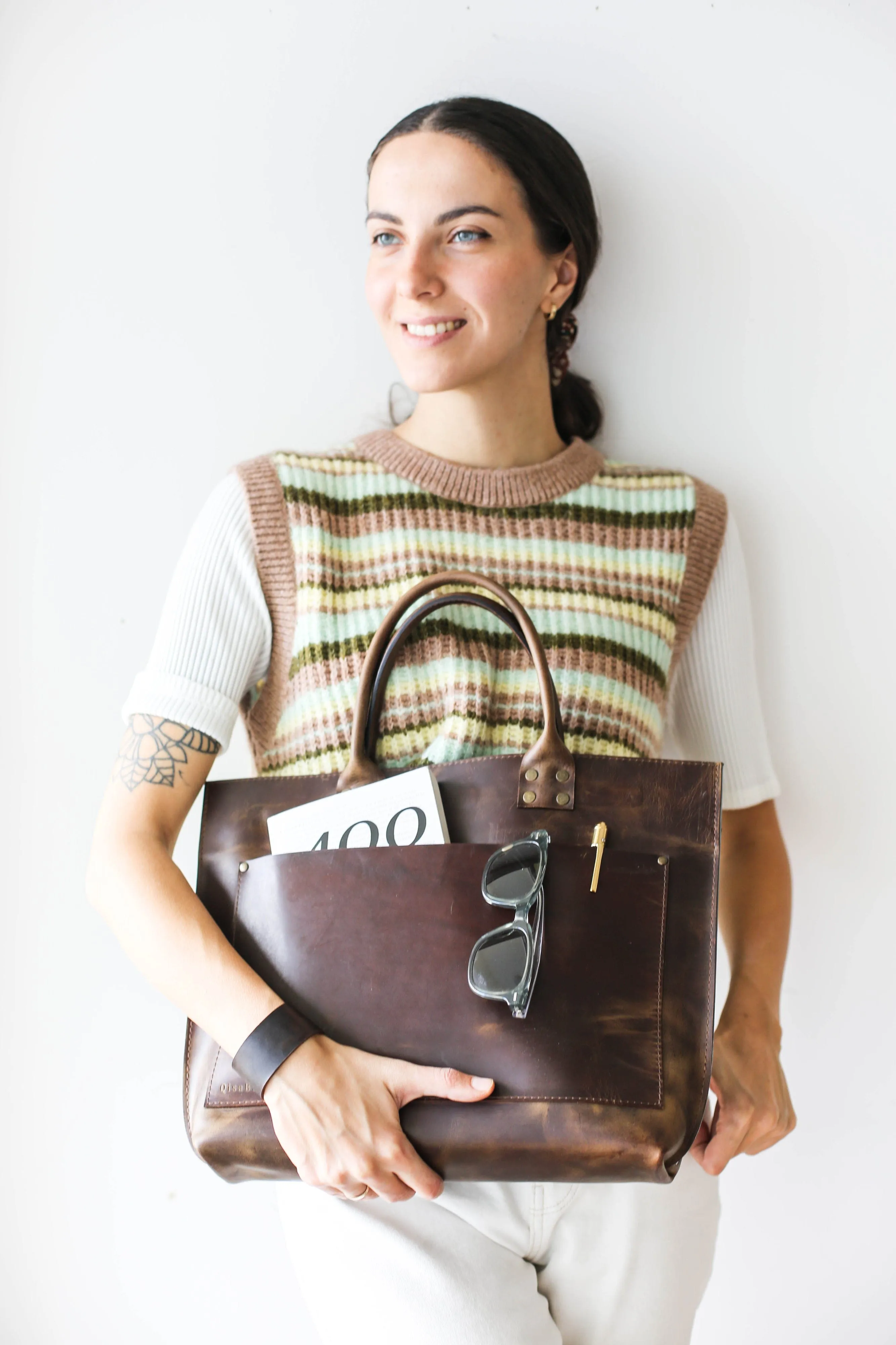 Dark Brown Leather Laptop Bag - Leather Briefcase