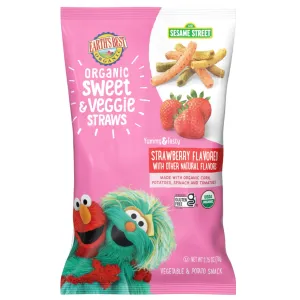 Earth's Best Organic Strawberry Sweet Veggie Straws Toddler Baby Snack, 2.75 oz