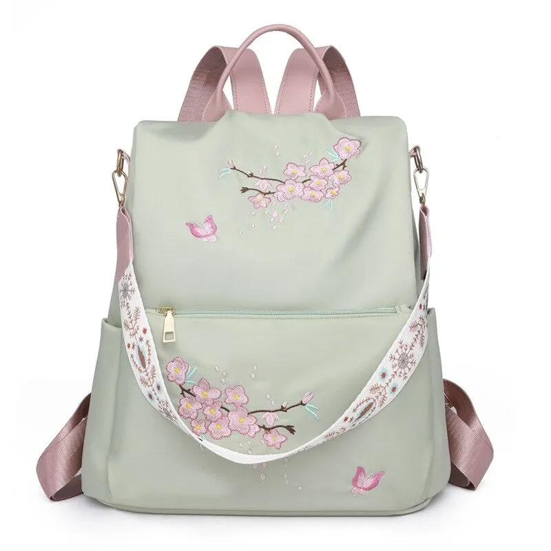 Embroidery Anti-Theft Waterproof Backpacks For Girls