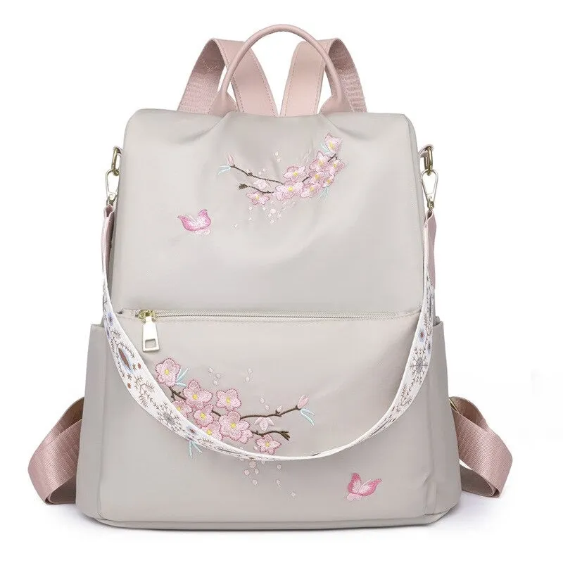 Embroidery Anti-Theft Waterproof Backpacks For Girls