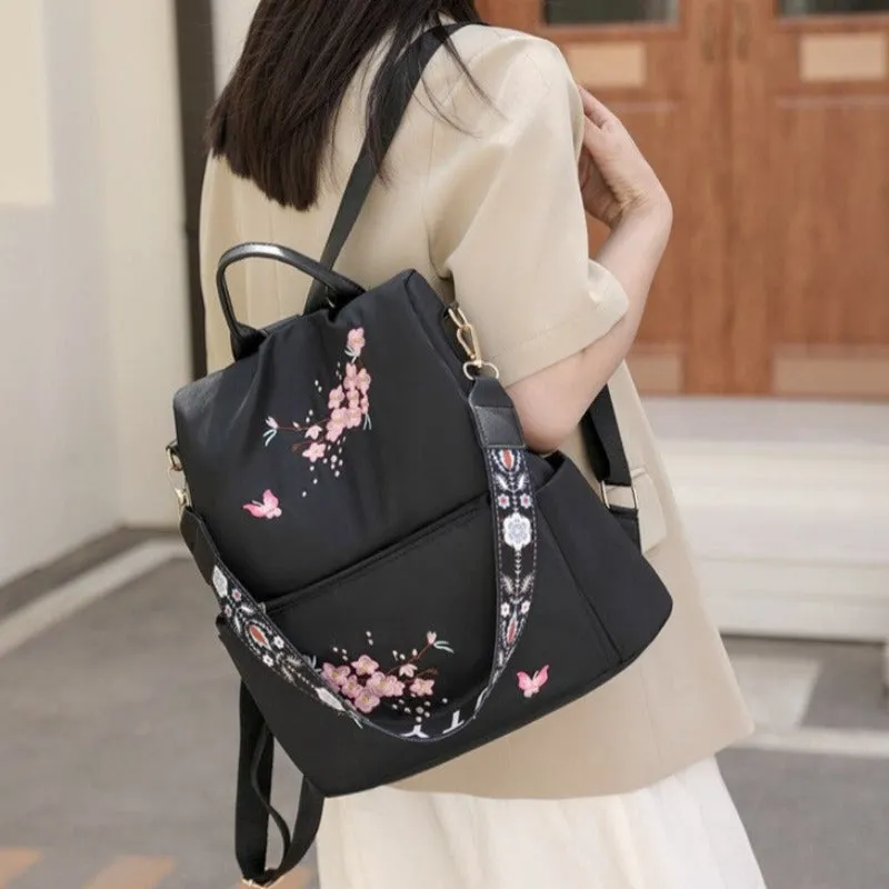 Embroidery Anti-Theft Waterproof Backpacks For Girls