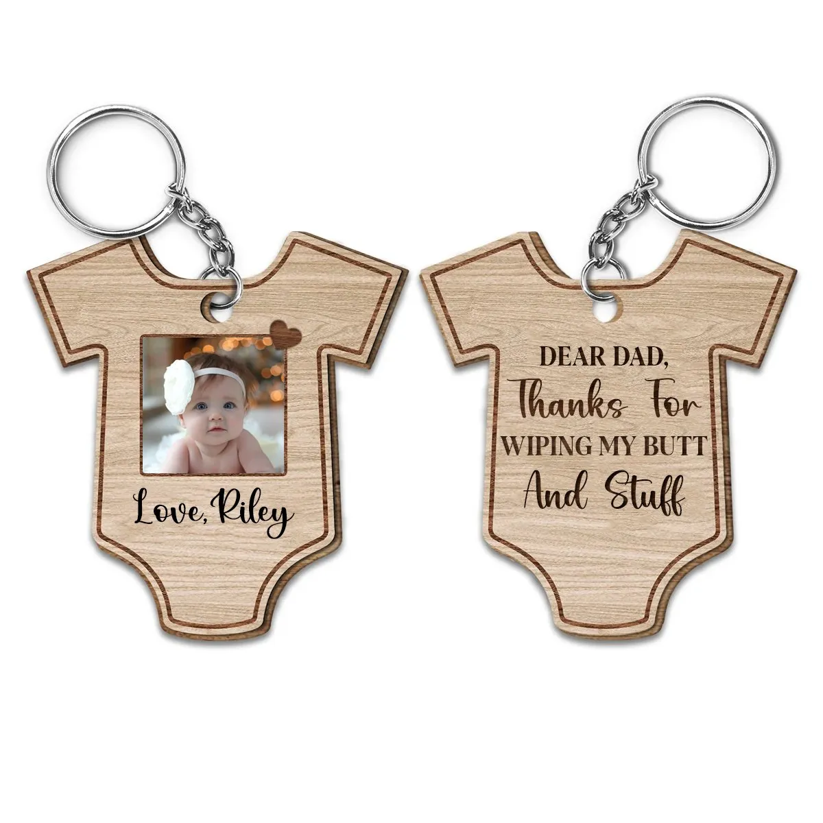 Father - Thanks For Wiping My Butt And Stuff - Personalized Wooden Keychain