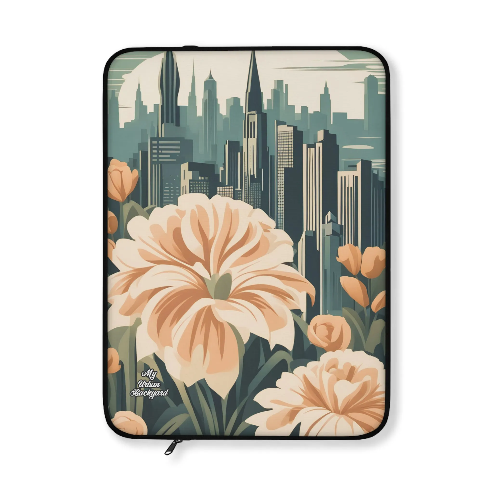 Flowers and a City, Laptop Carrying Case, Top Loading Sleeve for School or Work