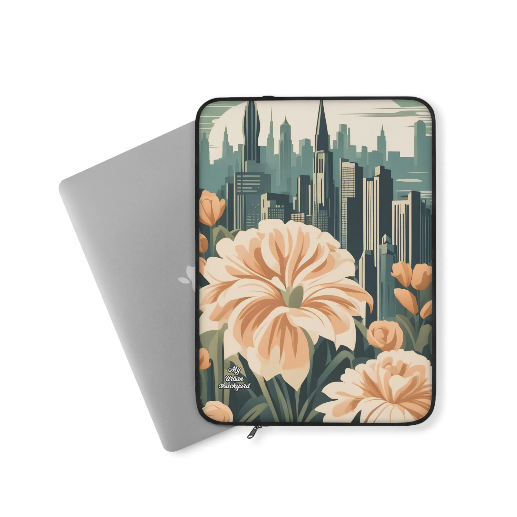 Flowers and a City, Laptop Carrying Case, Top Loading Sleeve for School or Work