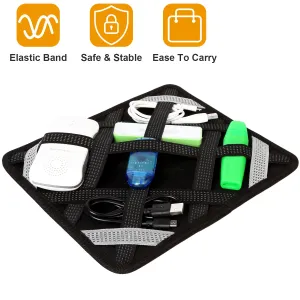 Fresh Fab Finds Tablet Case Organizer Elastic Band Tablet Sleeve For 9.7in Tablets w/ Double-sided Design For Mouse Earphone Card