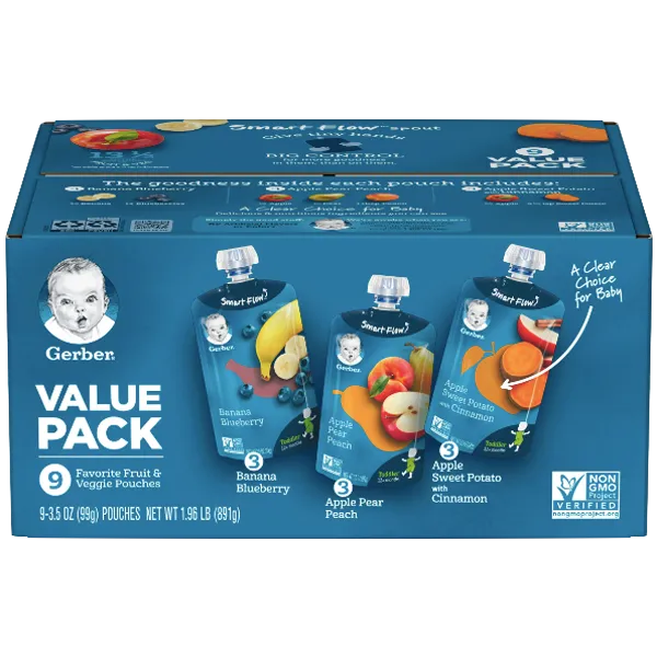 Gerber Toddler Baby Food Value Pack, 9 Count