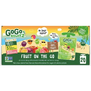 GoGo squeeZ Applesauce, No Sugar Added, Fruit Tropical Pack, 20 Ct