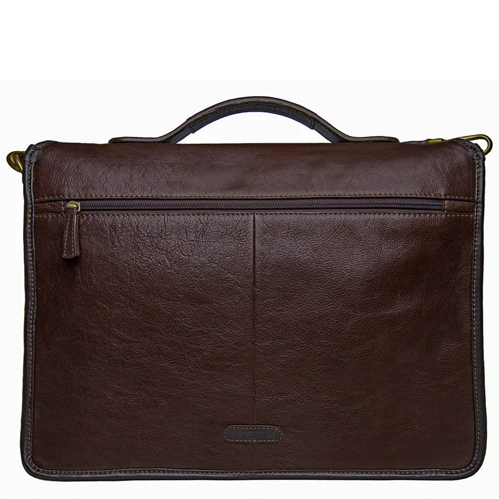 Hidesign Harrison Buffalo Leather Laptop Briefcase Brown