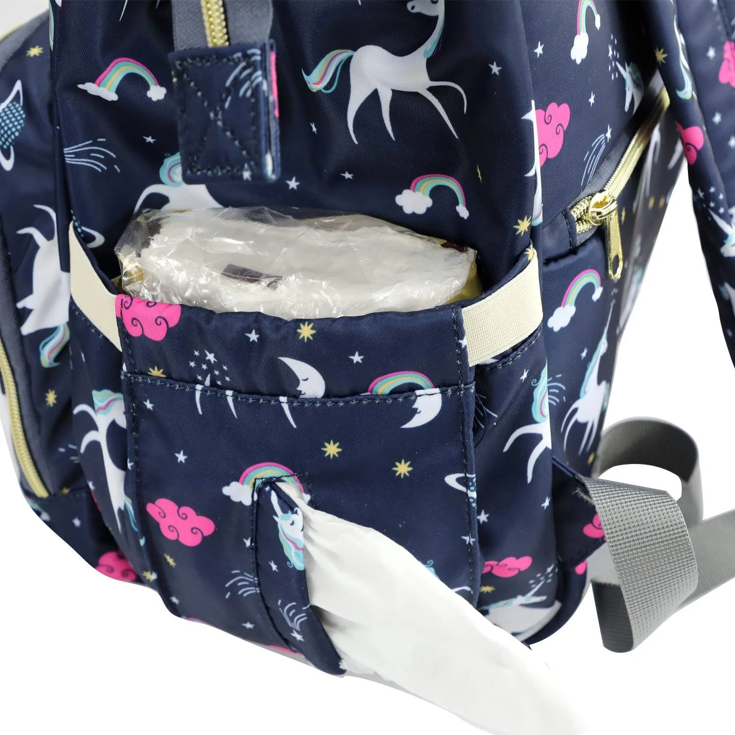 House of Quirk Baby Diaper Bag Maternity Backpack (Dark Blue Unicorn)