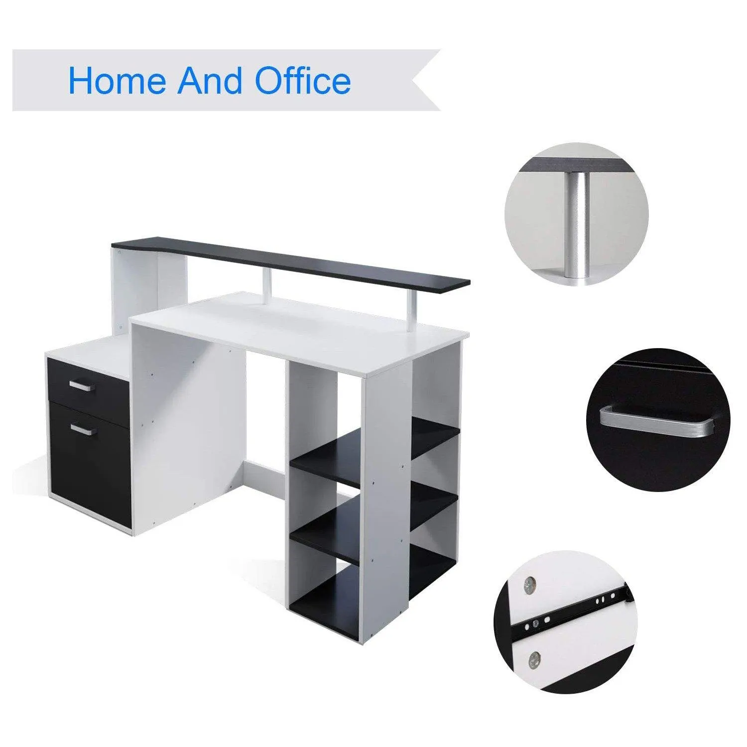 Joolihome Computer Desk with Shelves Storage