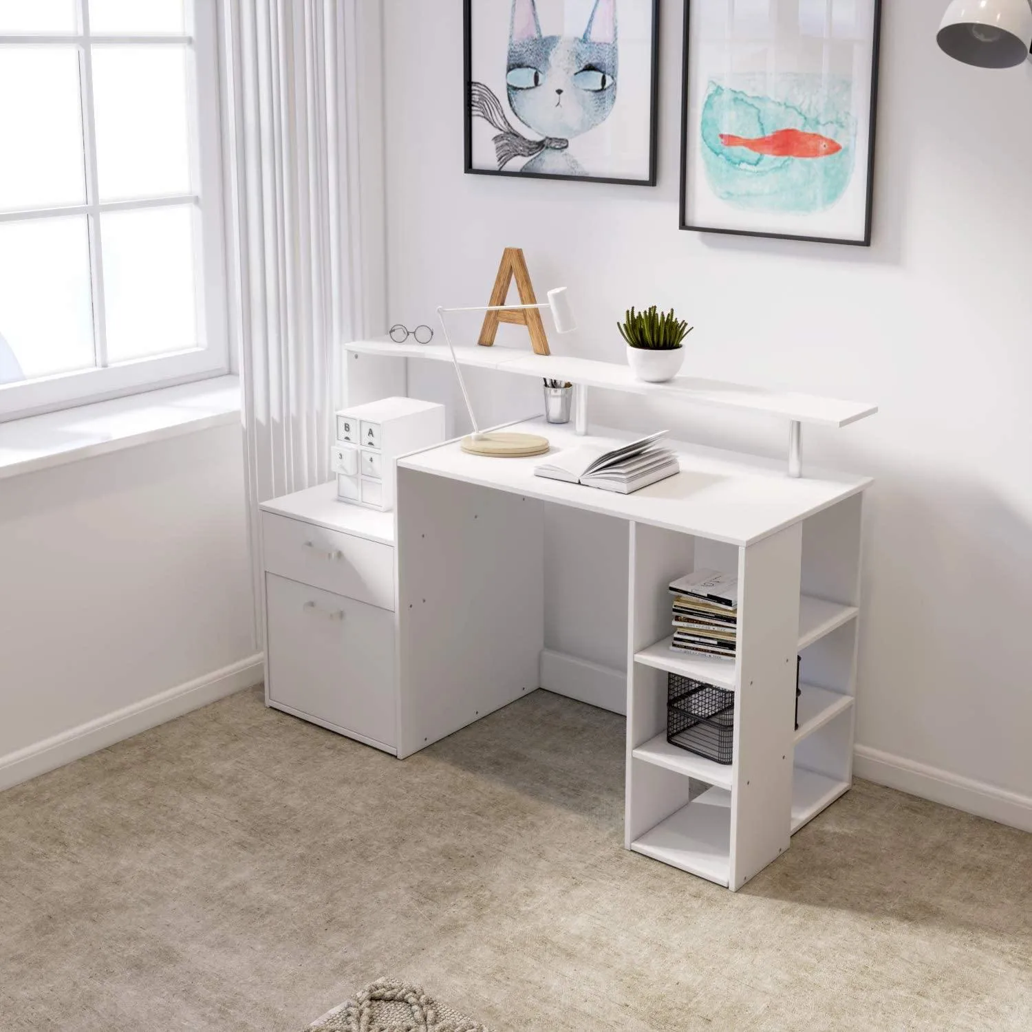 Joolihome Computer Desk with Shelves Storage