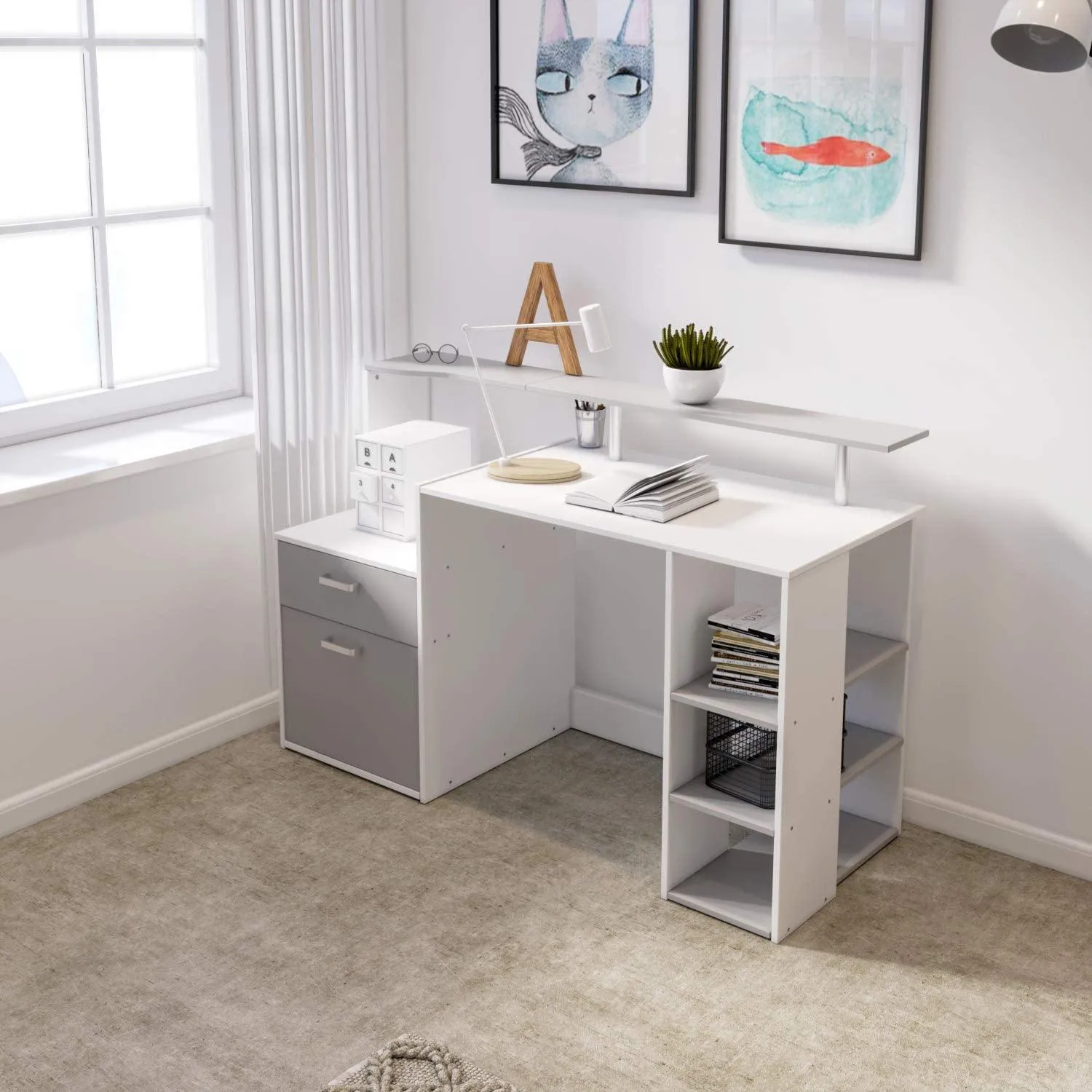 Joolihome Computer Desk with Shelves Storage