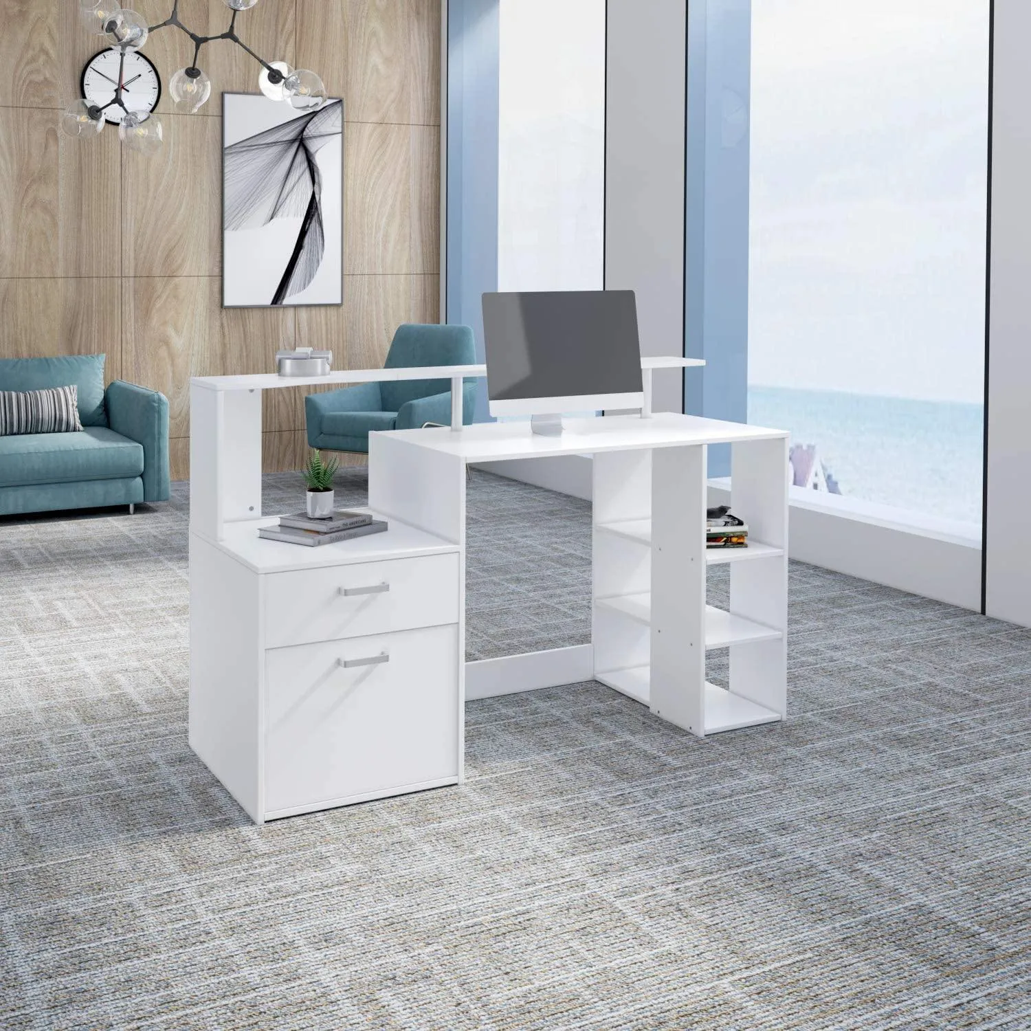 Joolihome Computer Desk with Shelves Storage