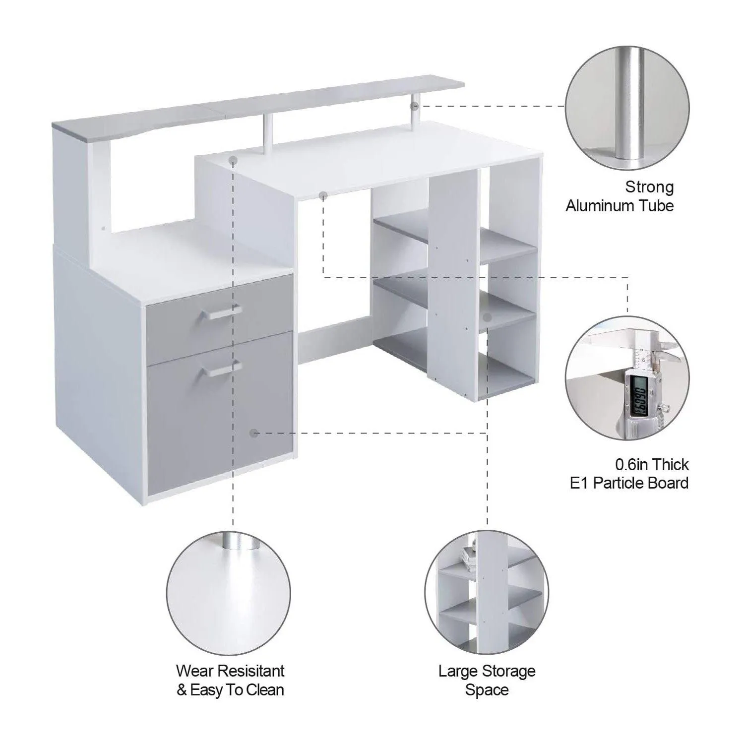 Joolihome Computer Desk with Shelves Storage