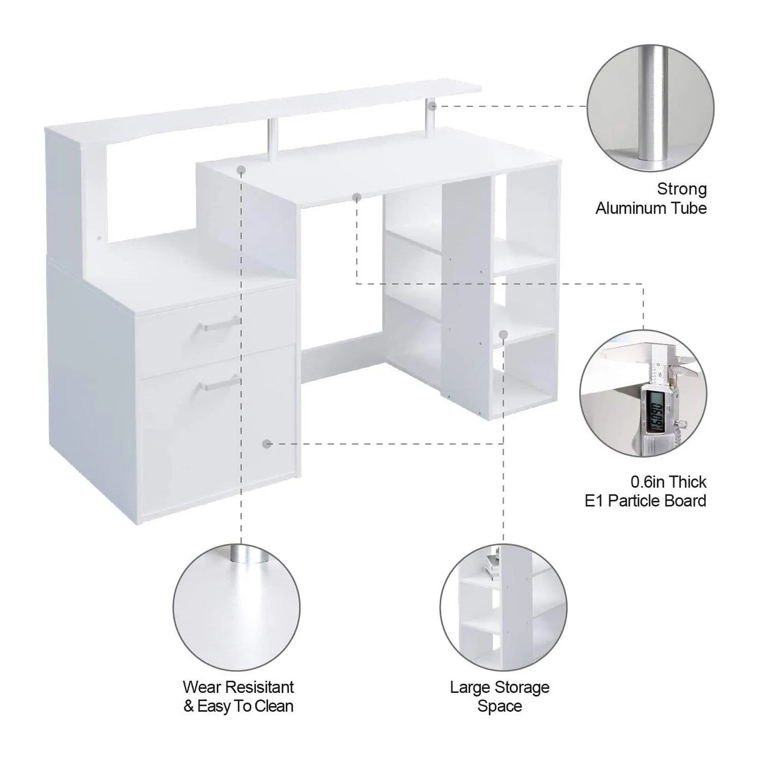 Joolihome Computer Desk with Shelves Storage