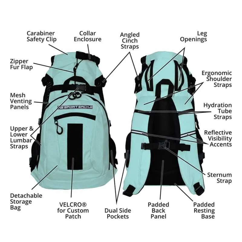 K9 Sports Sack | PLUS 2 Dog Backpack Carrier | 3 Sizes | Summer Mint