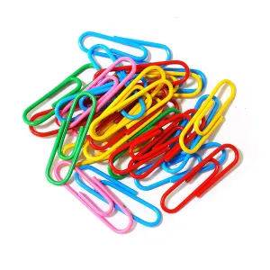 Kicko Jumbo Paper Clips - 500 Pack - Colorful - Assorted Colors and Durable Steel Vinyl