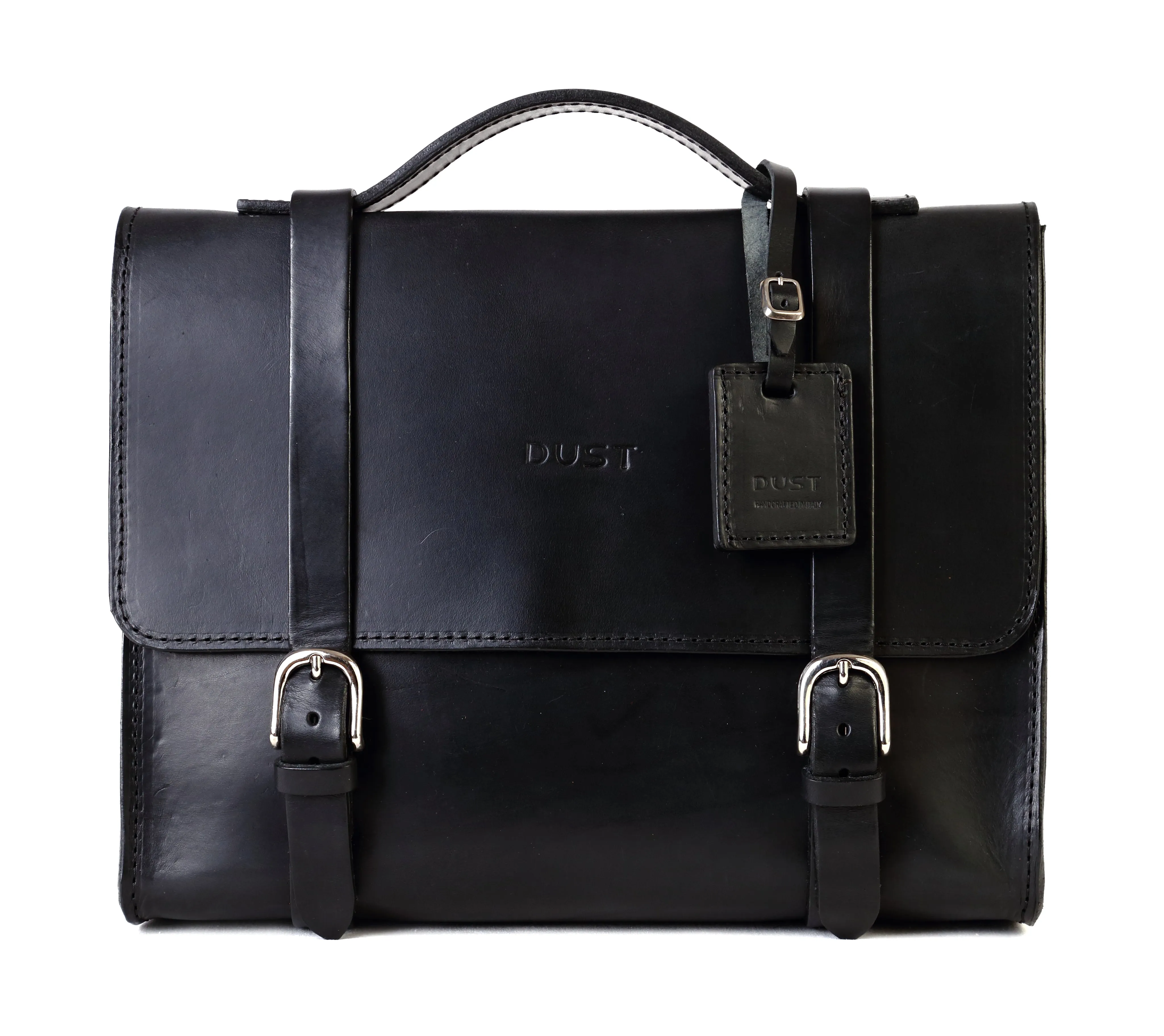 Leather Briefcase in Cuoio Black Mod 125