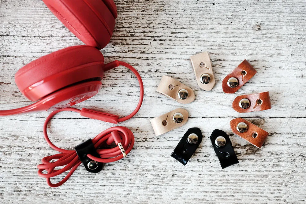 Leather Headphone Cord Organizers