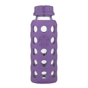 Lifefactory Glass Bottle with Flat Cap and Silicone Sleeve Grape 9 oz Bottle