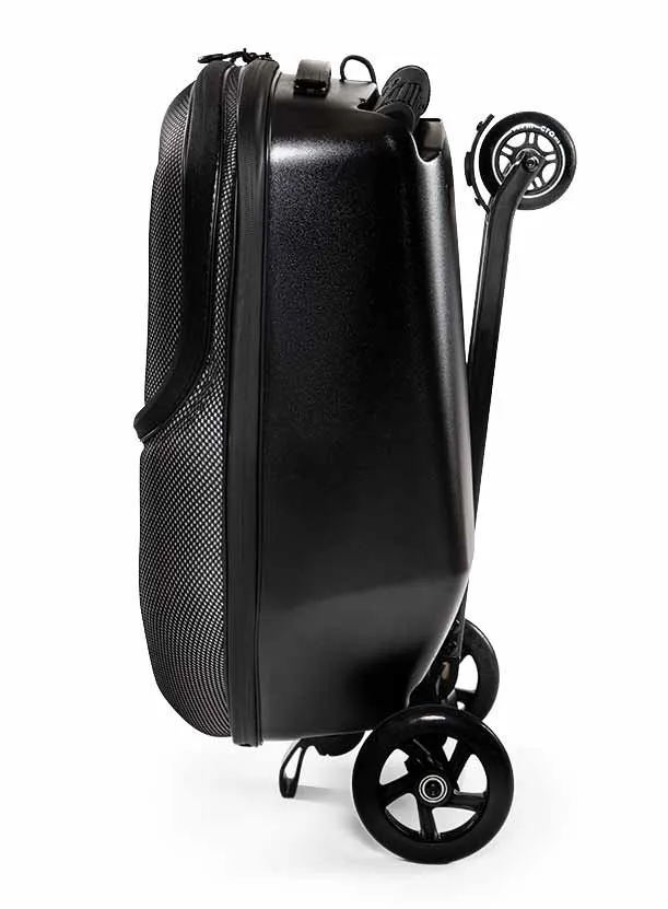 Micro Luggage Black Cabin-sized carry-on with Built in Scooter