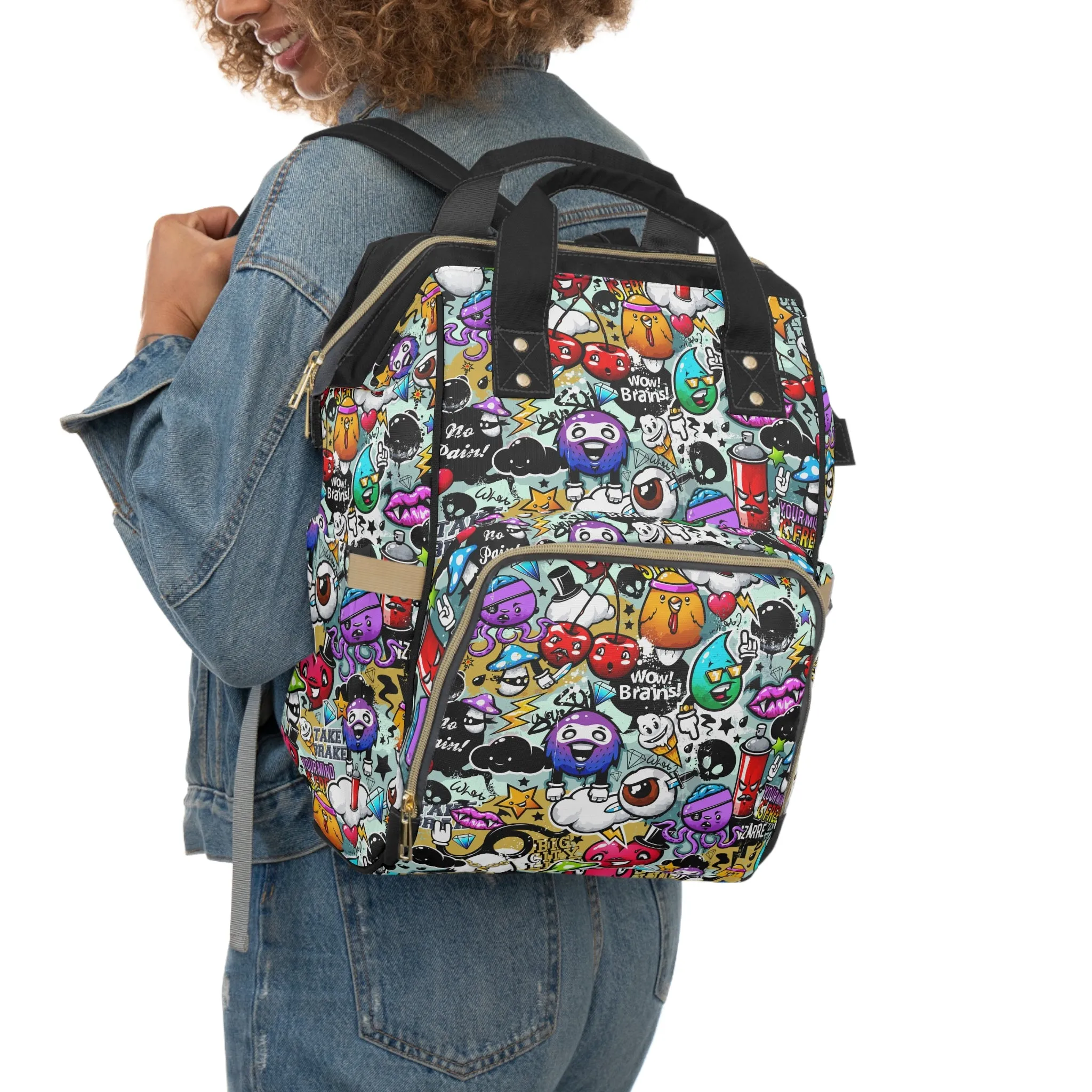 Multifunctional Backpack - Funky Graffiti Pattern