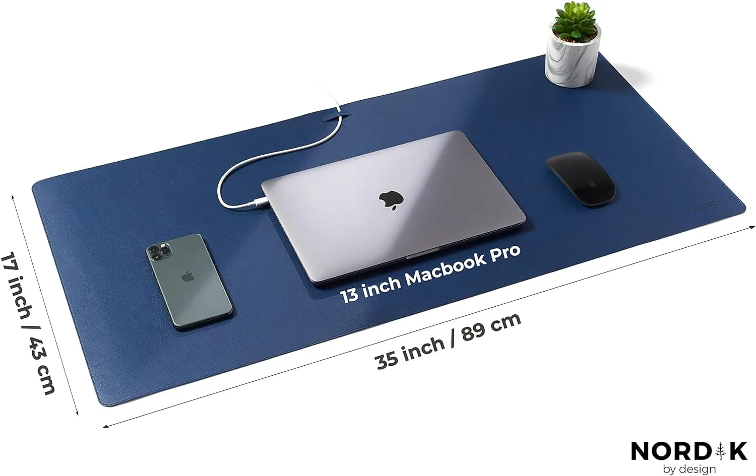 Nordik Desk Mat Cable Blue 35 X 17 inch Premium Extended Mouse Mat