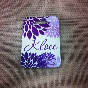 Purple Floral Bag/Luggage tag