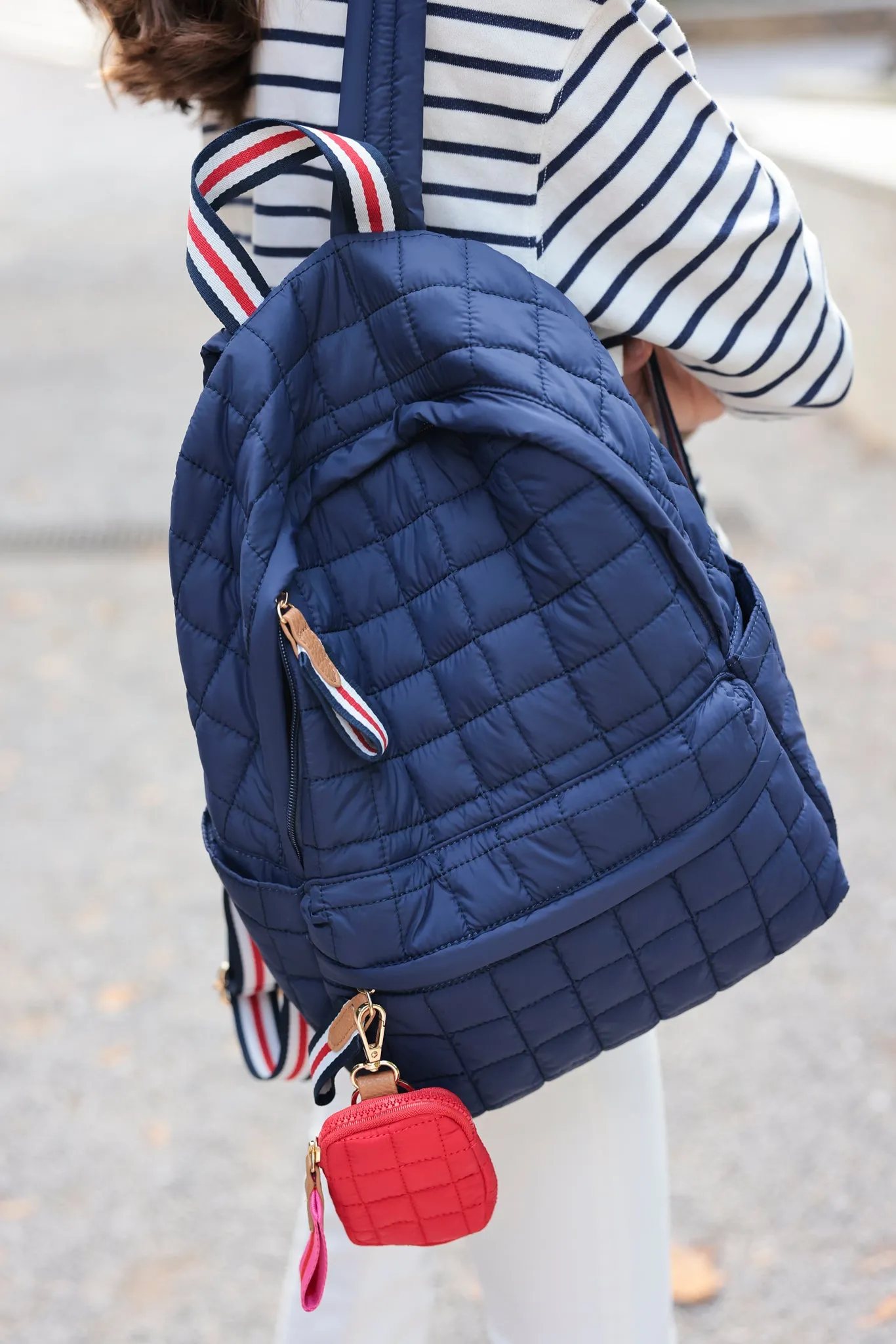 Shiraleah Ezra Quilted Nylon Backpack, Navy