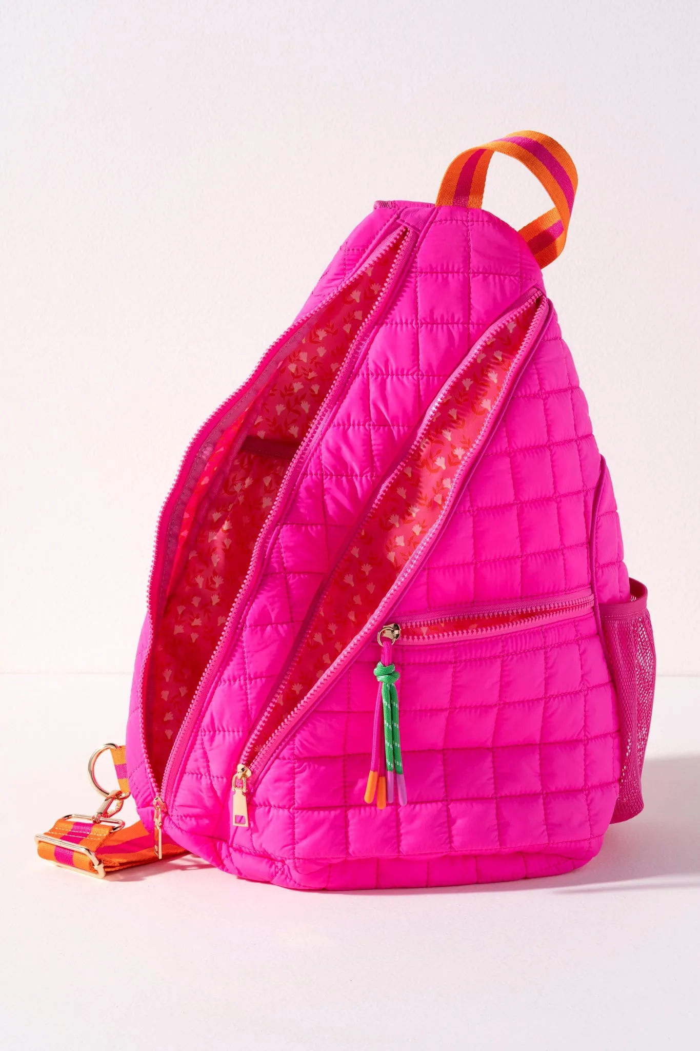 Shiraleah Ezra Quilted Nylon Sling Bag, Magenta