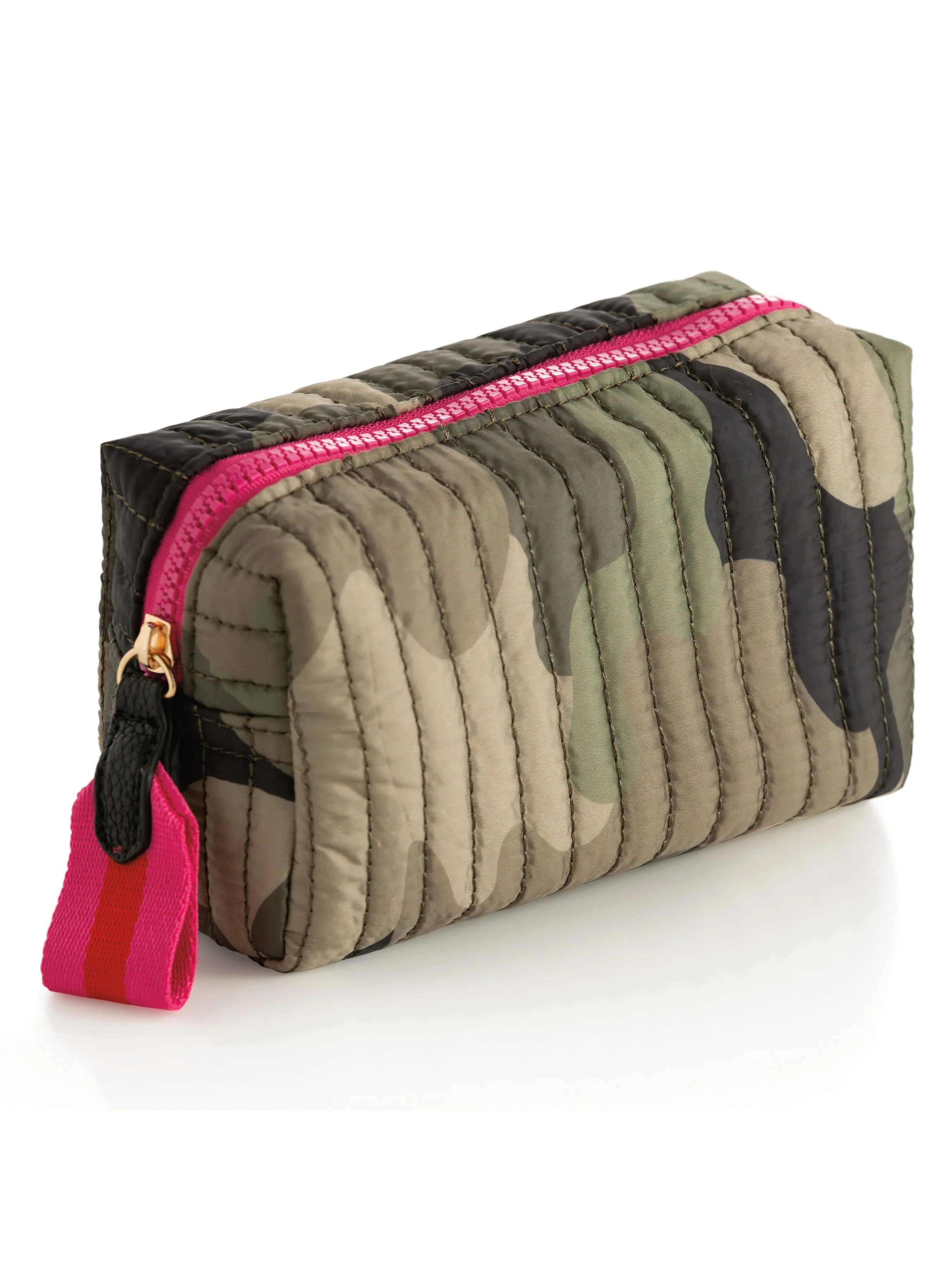 Shiraleah Ezra Quilted Nylon Small Boxy Cosmetic Pouch, Camo