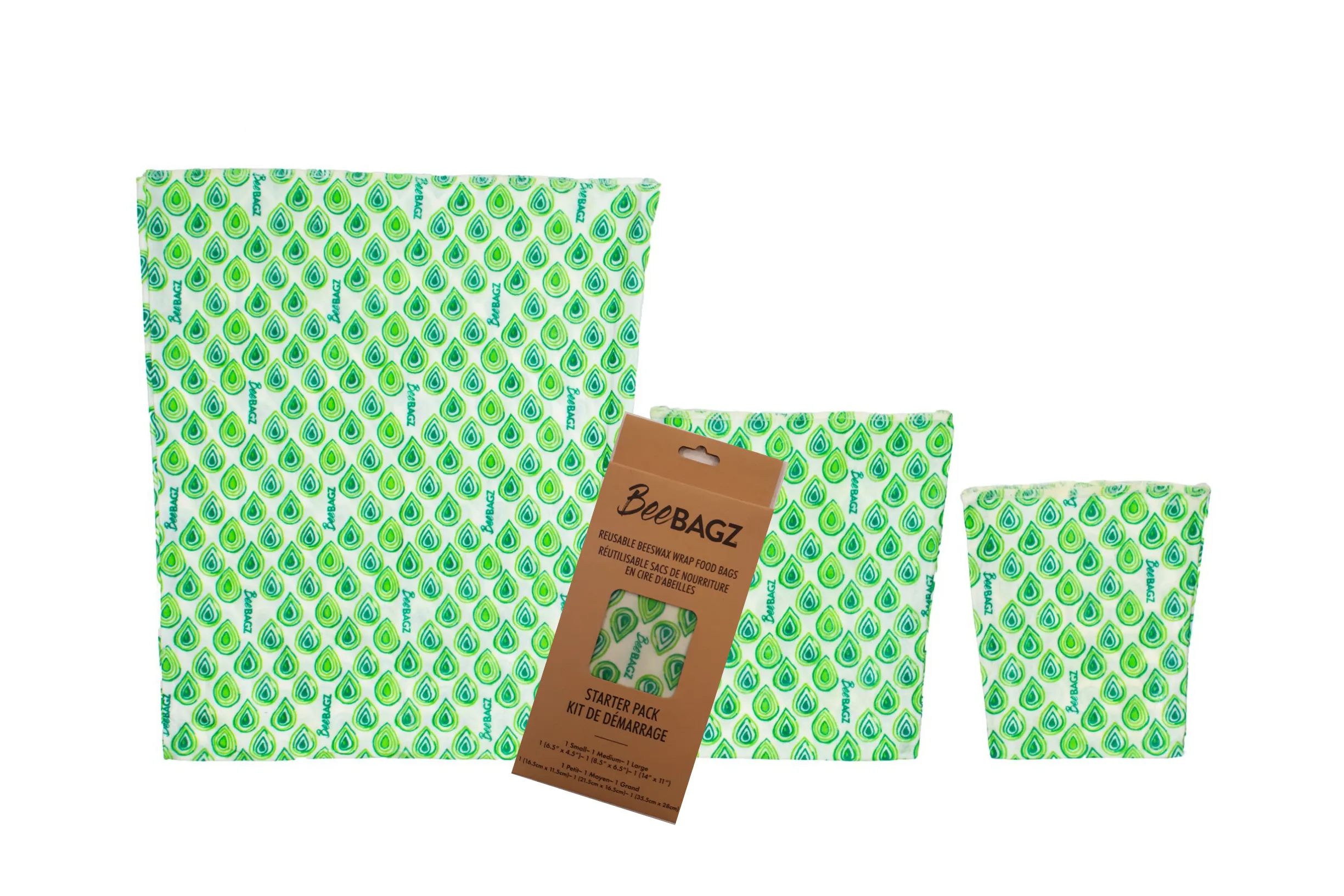 Starter Pack of 3 - Reusable Beeswax Wrap Food Storage Bags