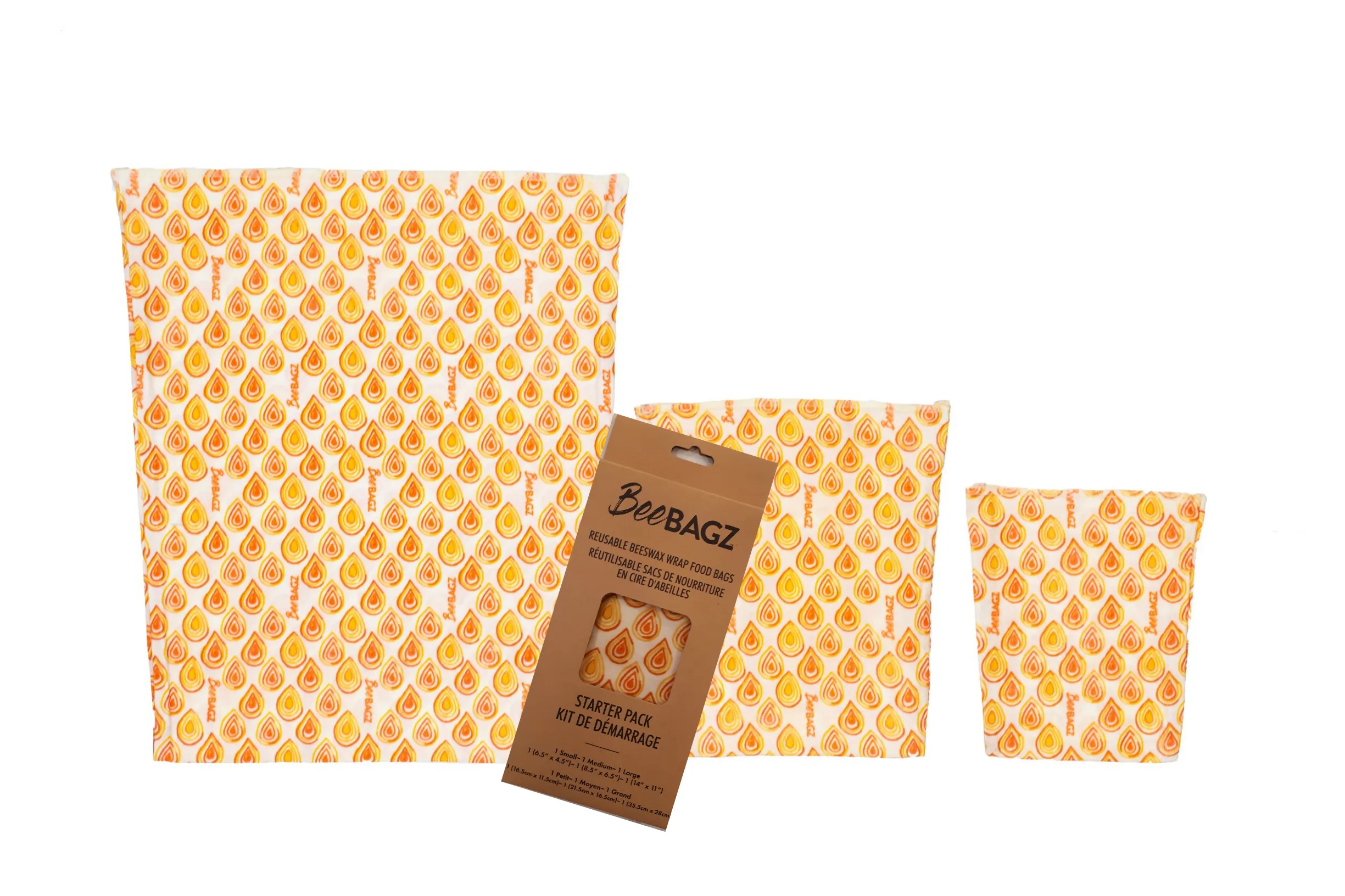 Starter Pack of 3 - Reusable Beeswax Wrap Food Storage Bags