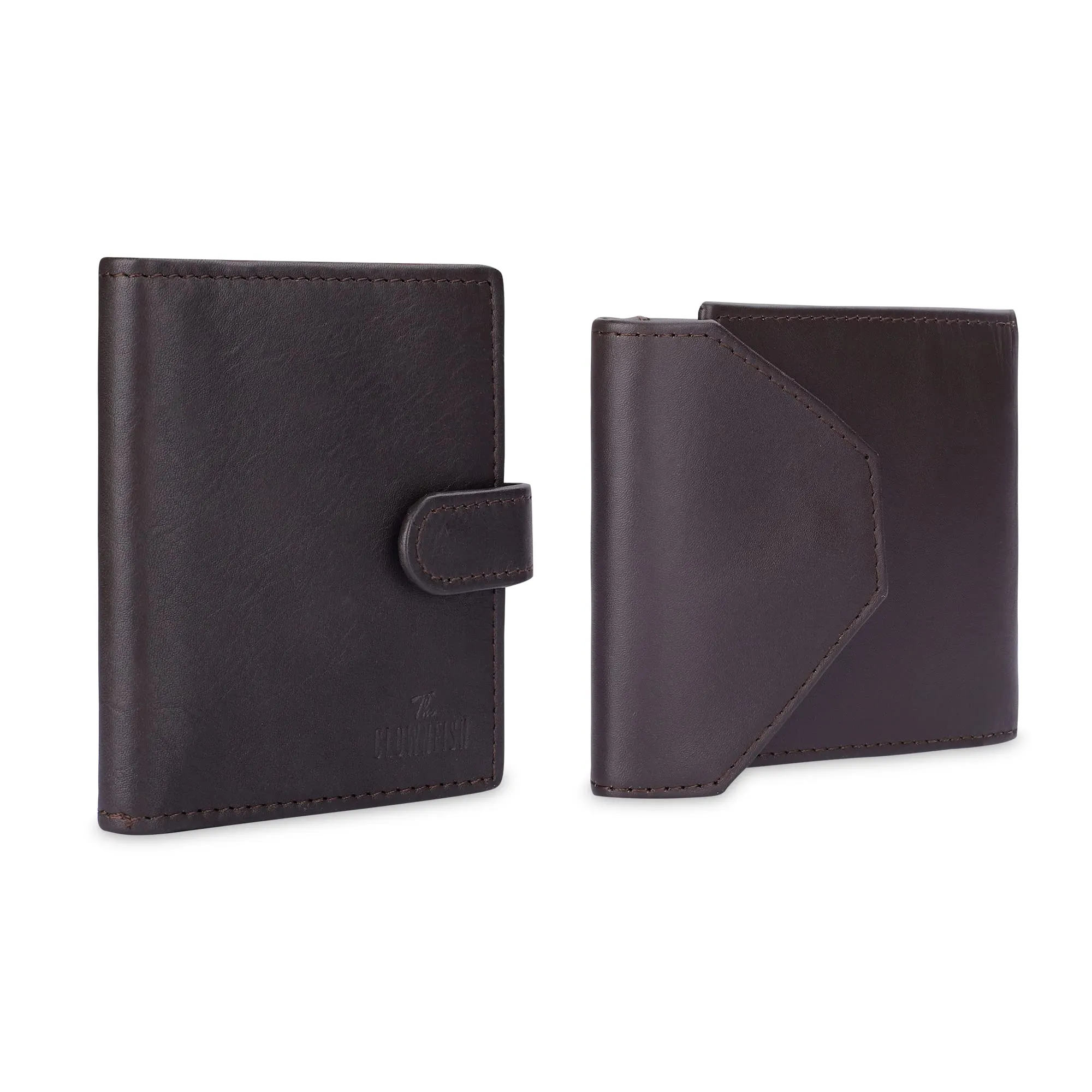 THE CLOWNFISH Combo of 2 RFID Protected Genuine Leather Wallet for Men with Multiple Card Slots (Dark Brown)