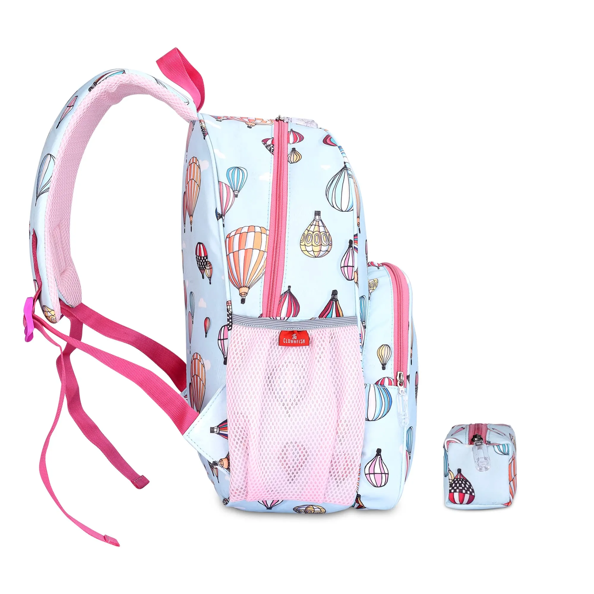 THE CLOWNFISH Cosmic Critters Series Printed Polyester 15 Litres Kids Standard School Bag With Free Pencil Staionery Pouch Daypack Picnic Bag For Tiny Tots Of Age 5-7 Yrs (Sky Blue) (Medium Size)