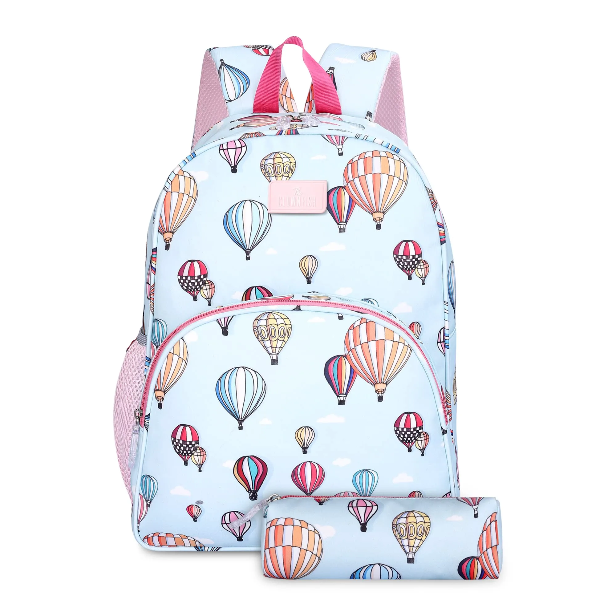 THE CLOWNFISH Cosmic Critters Series Printed Polyester 15 Litres Kids Standard School Bag With Free Pencil Staionery Pouch Daypack Picnic Bag For Tiny Tots Of Age 5-7 Yrs (Sky Blue) (Medium Size)