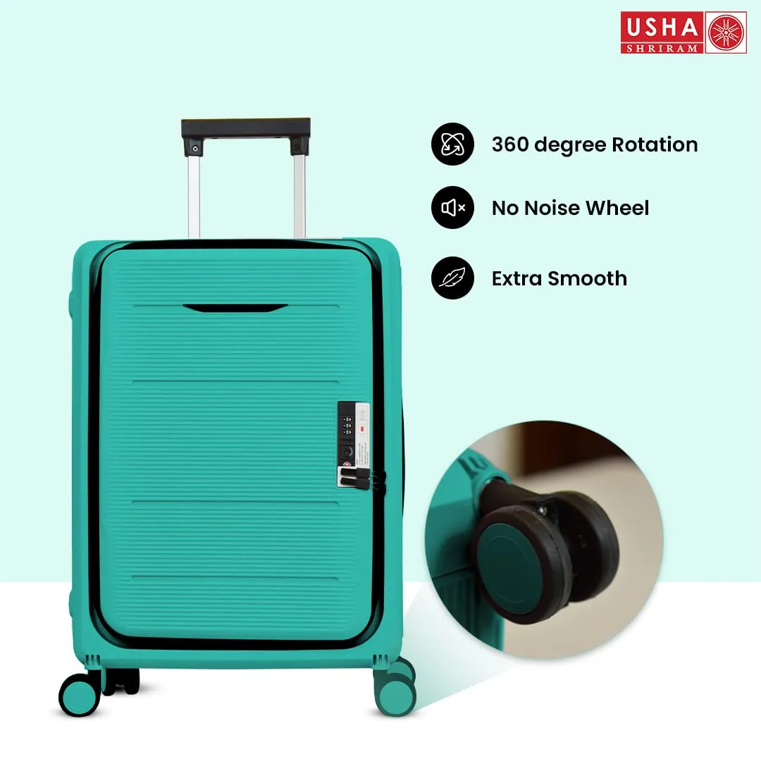 USHA SHRIRAM Cabin & Check-in Bag (2Pcs- 55cm & 65cm) Collapsible Luggage Bag| Light Mint | Suitcase for Travel | 360 Degree Wheel | Foldable Trolley Bag for Travel | Trolley Bag(Pack of 2)