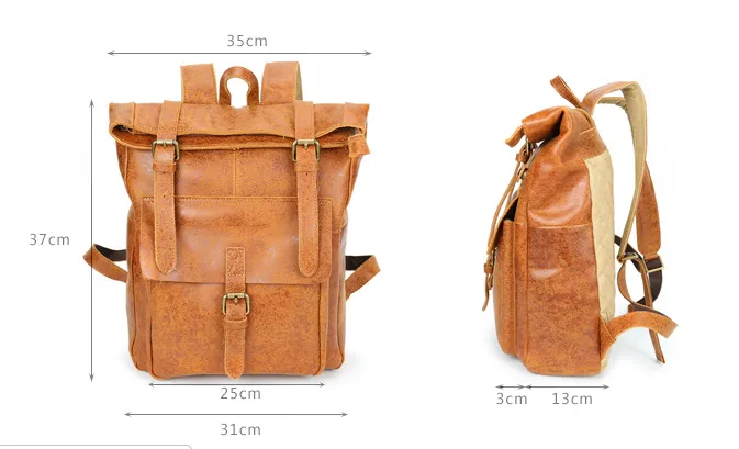 Vintage Leather Travel Backpack B8186