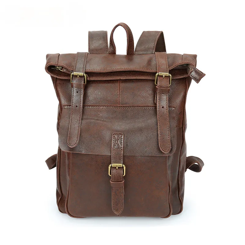 Vintage Leather Travel Backpack B8186