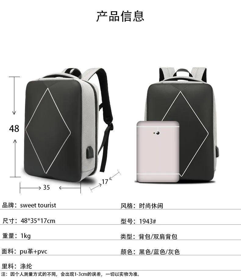 Waterproof men's backpack with code lock outdoor anti-theft travel backpack