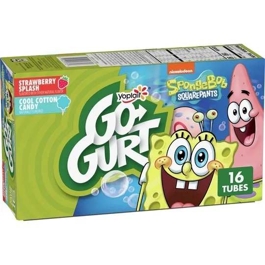 Yoplait Go-Gurt SpongeBob SquarePants Cotton Candy and Strawberry Yogurt Tubes 16 CT